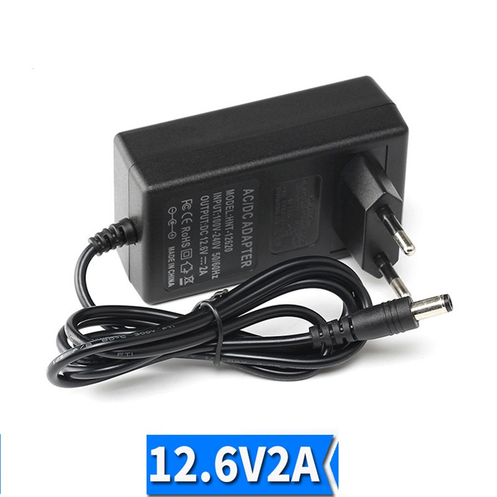 12.6V 2A Lithium Battery Charger 12.6V 1A EU US Plug DC 5.5MM*2.1MM 100-220V 1m 18650 Lithium Li-ion Battery Wall Charger