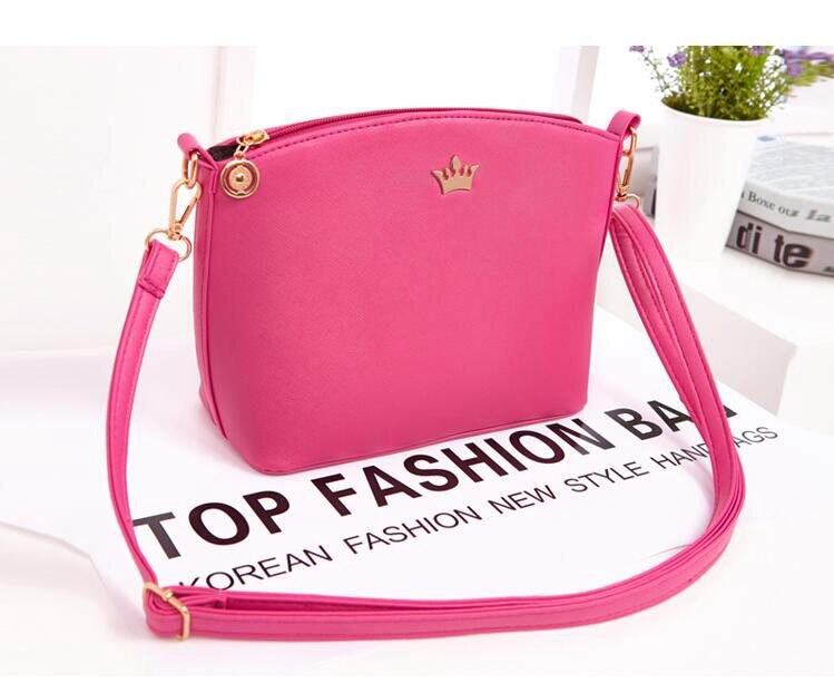 Shell Women Messenger Bags Cross Pattern Women Bags PU Leather Mini Women Shoulder Bag Female S-214: Hot Pink