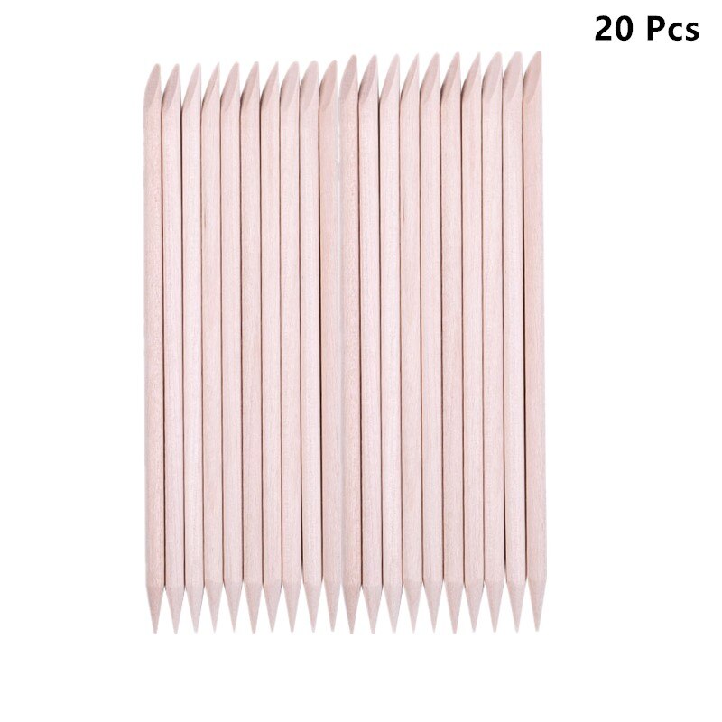 100 Stks/set 50 Stks/set Vrouwen Lady Double End Nail Art Wood Stick Cuticle Pusher Remover Pedicure Professionele Nail Art Tool set: 20pcs