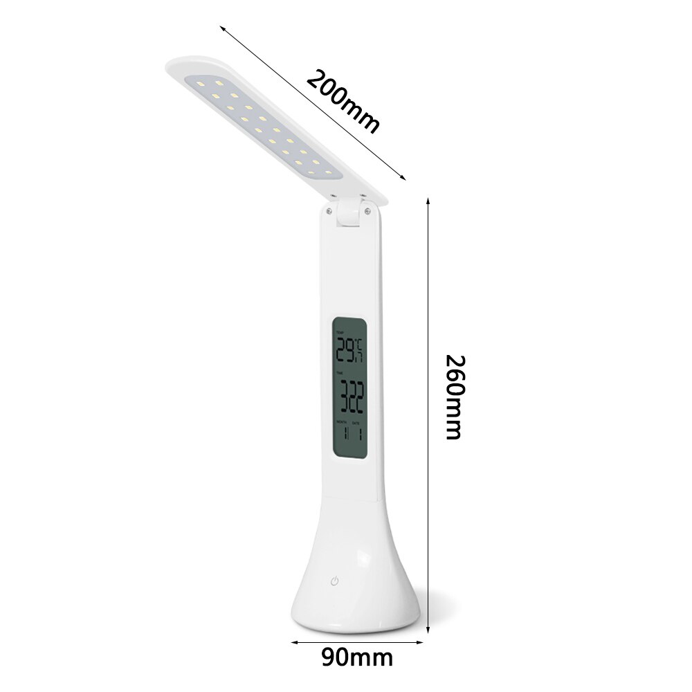 Junejour LED lampe de bureau pliable réglable tactile lampe de Table avec calendrier température réveil table lumière veilleuses: calendar lamp