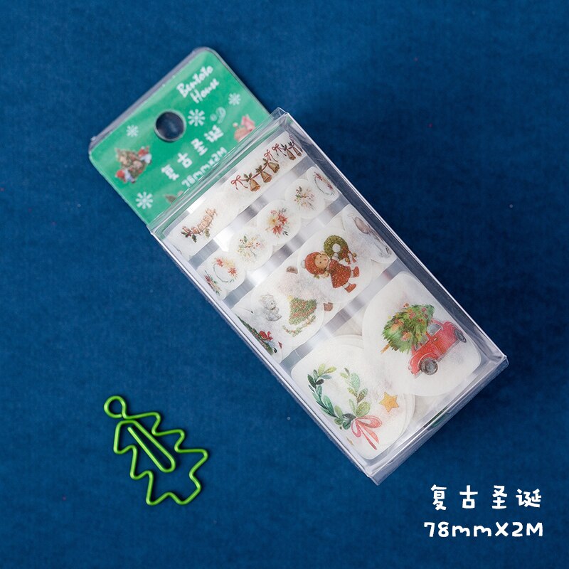 7.8cm * 2m bonito feliz natal série máscara fita scrapbooking decorativo washi fita diário caderno álbum diy artesanato crianças presente: G