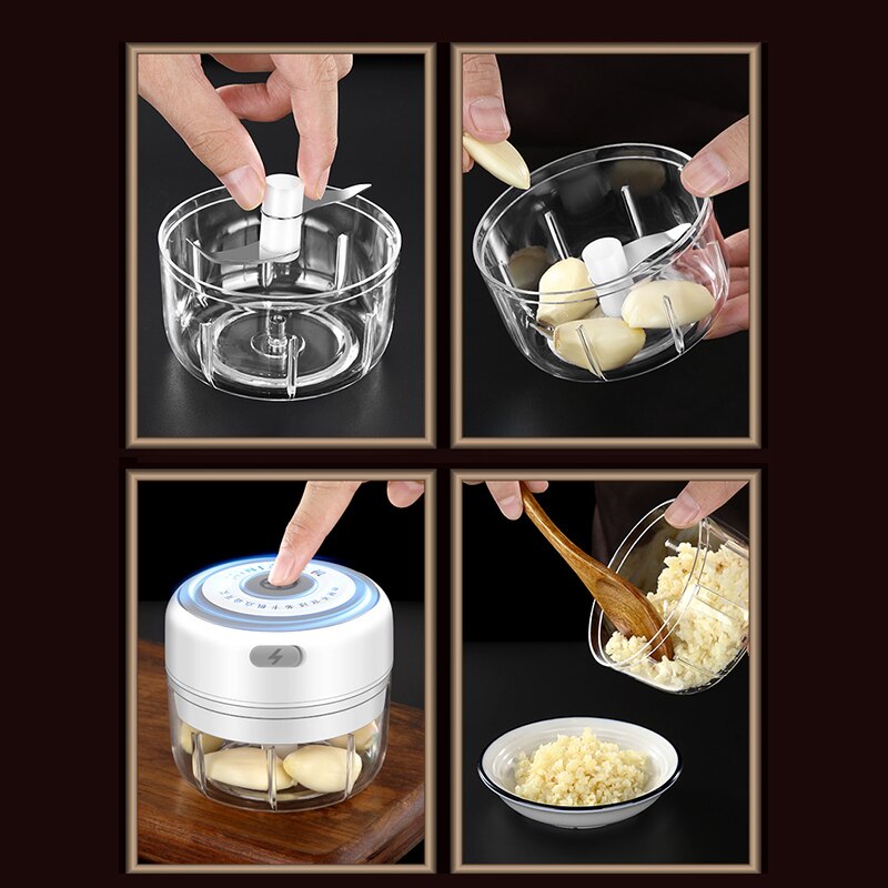 Smart Electric Garlic Press Vegetable Food Chopper Grinder Masher 100/250ml Rechargeable Meat Garlic Grinder Choppers Presser