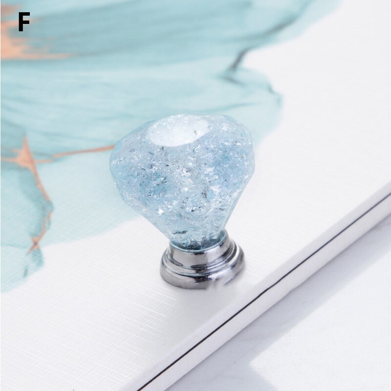Crack Bal Knop Acryl Ice Crackle Kristal Handvat Gem Ronde Diamant Lade Pull Hardware Enkel Gat Kristal Knoppen Handles: F