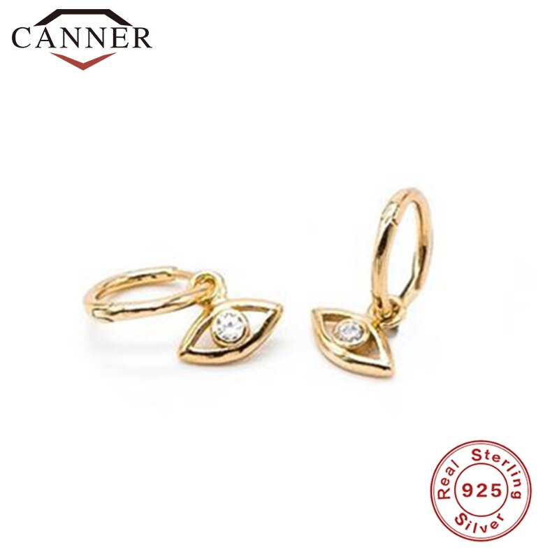 Dåse små luksus øreringe 925 sterling sølv zirkon øreringe runde sølv guld farve øje øreringe fine smykker: Guld 3