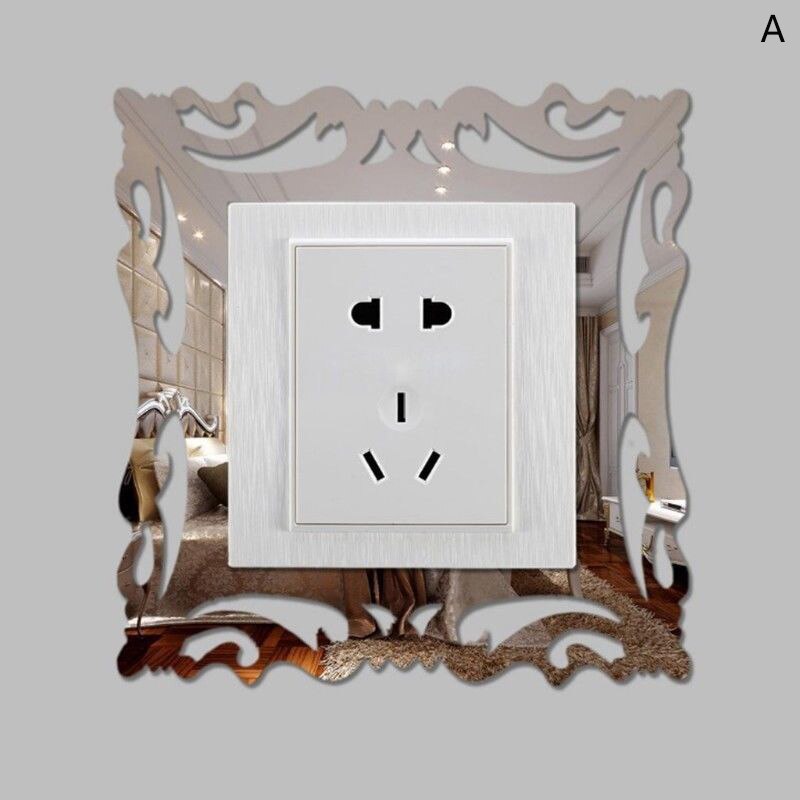 Pegatinas de pared de fotos con interruptor, 1 Uds., bricolaje, decoración creativa para el hogar, pegatinas de pared de espejo 3D Acrílico: A