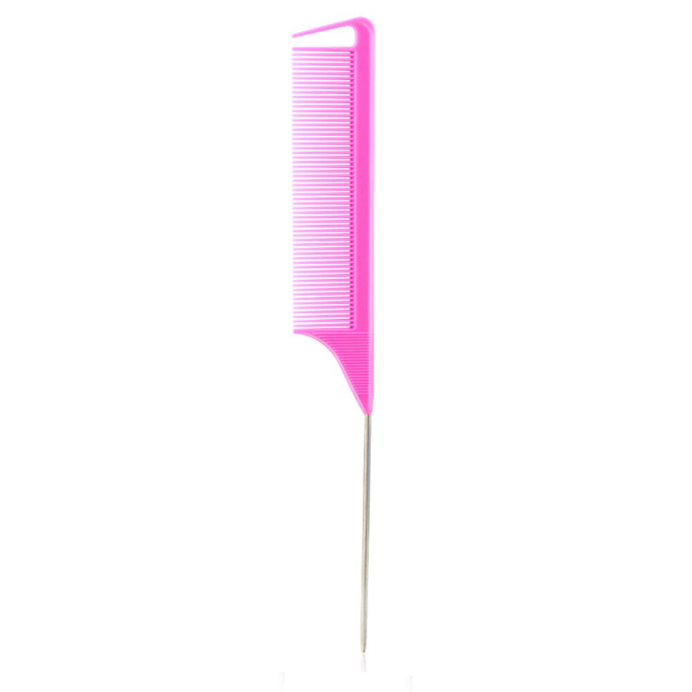 Combs Hair Salon Dye Comb Separate Parting For Hair Styling Hairdressing Antistatic Comb Metal Pin Hair Style Rat Tail Comb: rose