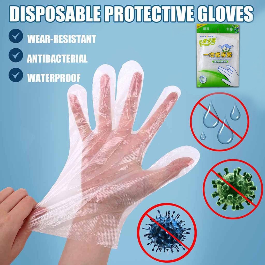 Guantes desechables 100 Uds PE guantes gruesos de plástico de grado alimenticio Catering higiene para comida casera en la cocina guantes de procesamiento #25