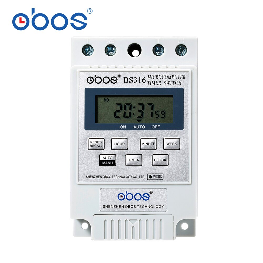 OBOS KG316 25A Intelligent Microcomputer Programmable Electronic Timer Time Switch Relay Controller AC220V DC12V