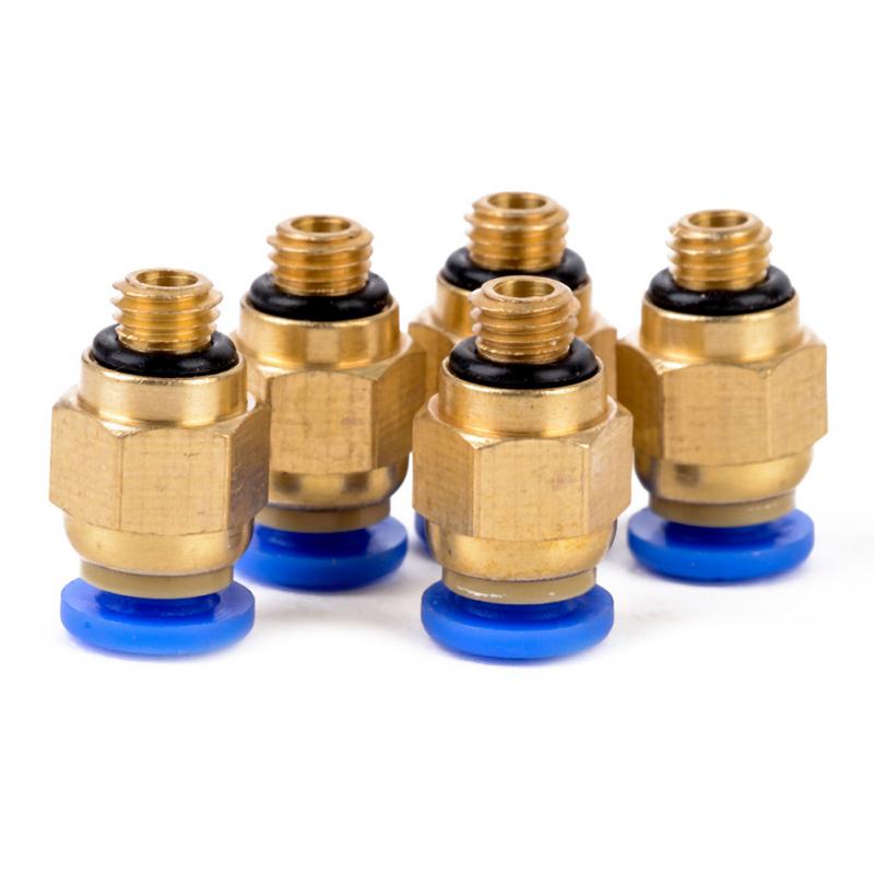 5Pcs PC4-M6 Pneumatic Straight Fitting 4mm OD Tubing Male Thread Air Pipe Connector Quick Coupling Brass Fitting Car Accessories