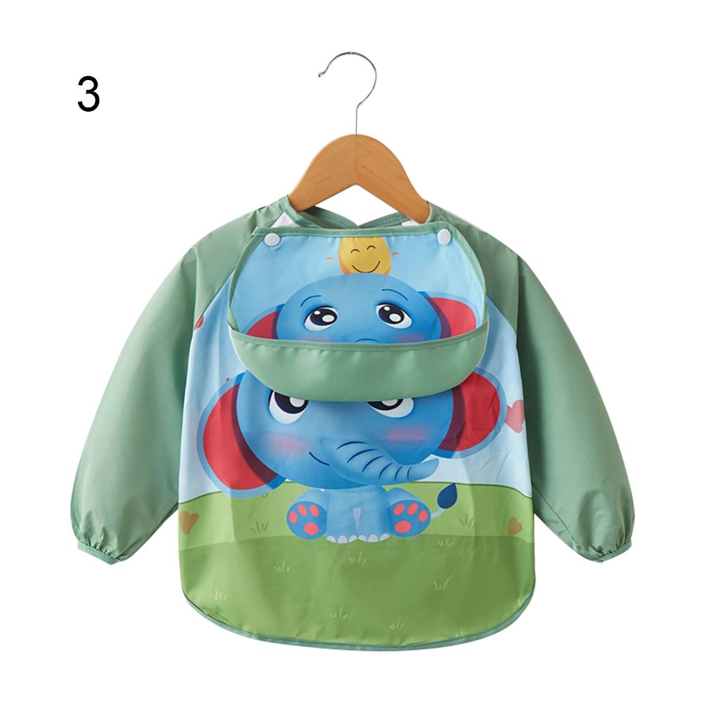 Baby Bib Cartoon Groene Lange Mouw Waterdichte Kids Eten Bib Schilderen Schort Voedsel Catcher Kinderen Borst Bescherming Kids Accessoires