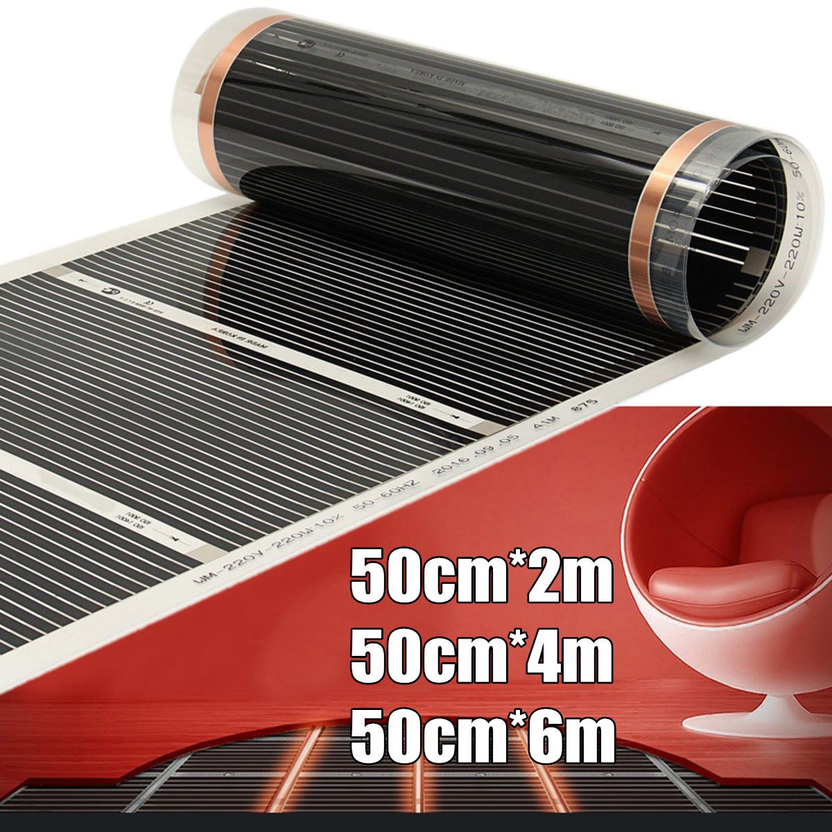 AC 220V Underfloor Infrared Heater Electric Floor Heating Film Floor Warmer Warm Mat Laminate / Solid Flooring Heating System