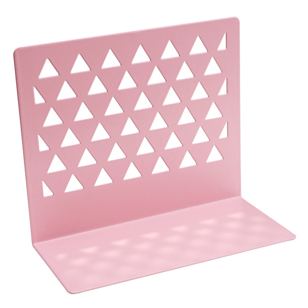 1pcs Metal Hollow Book Stand Library Bookends Supports Office School Supplies NC99: Pink