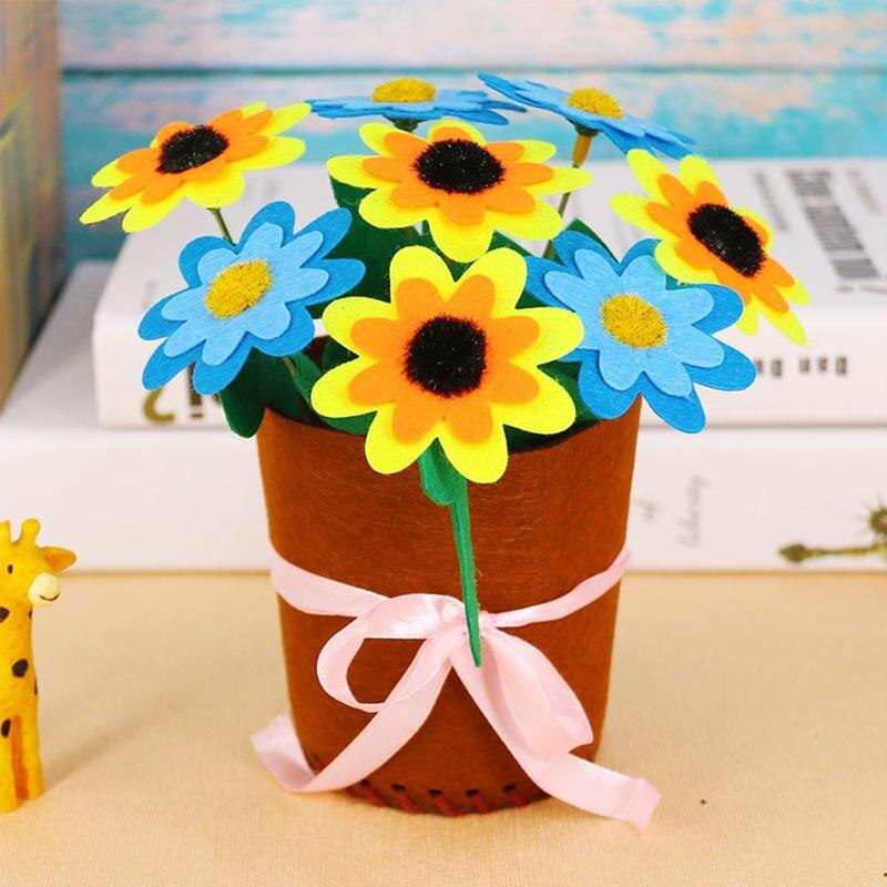 Handmade DIY Potted Bouquet Material Package Crafts Kids Simulation Sewing Potted Kindergarten Children's Toys Mother's Day