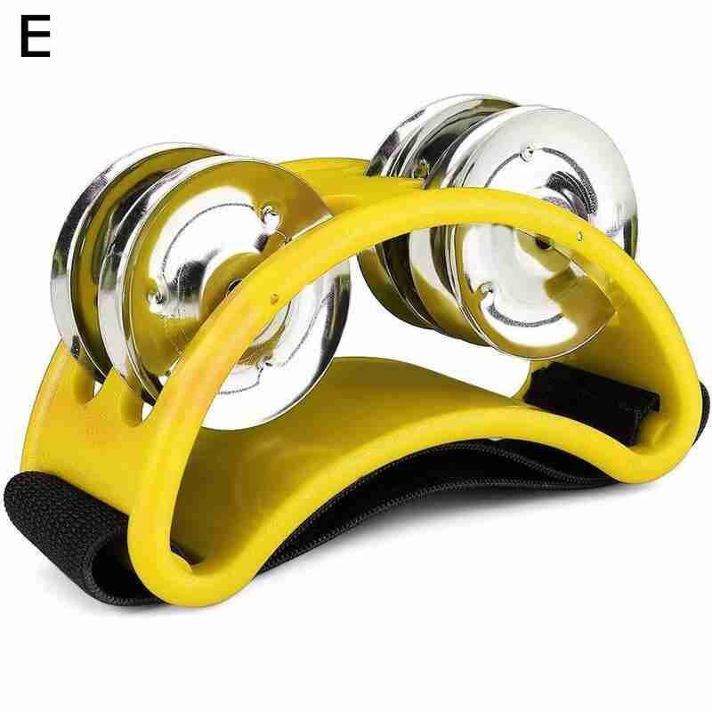 1 pièces hochet tambourin Cajon boîte tambour compagnon accessoire Percussion fournitures Instruments à main pied aide Jingle elliptique Y8I2: yellow
