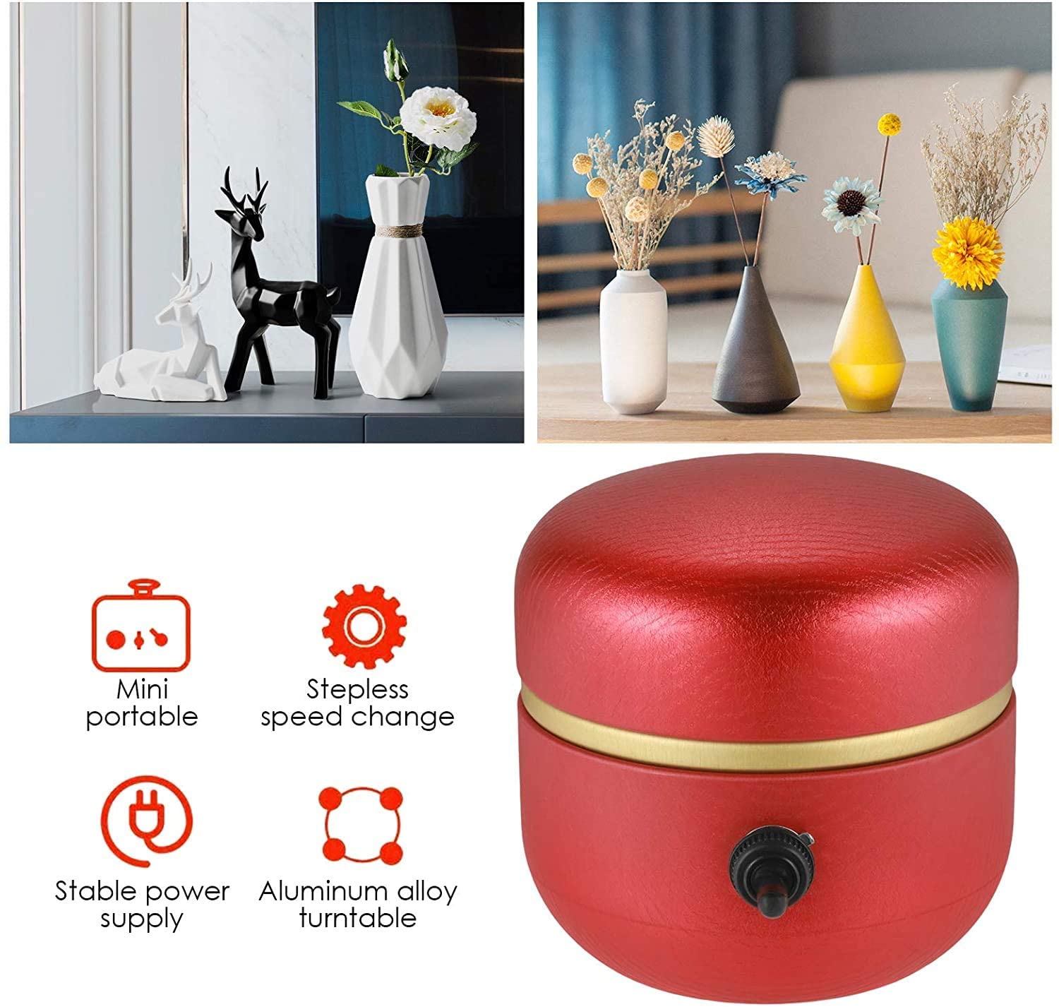 1500RPM Mini Electric Pottery Wheel Machine Small Pottery Forming Machine with Tray for DIY Ceramic Work Clay Craft US EU Plug