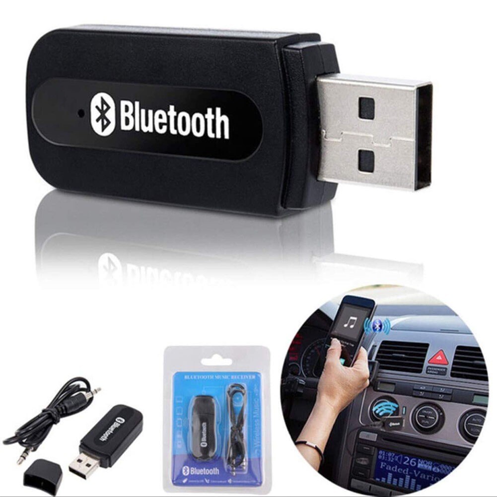 1 * adattatore USB Bluetooth per auto trasmettitore adattatore Audio AUX a USB senza fili Bluetooth Audio stereo ricevitore musicale automatico