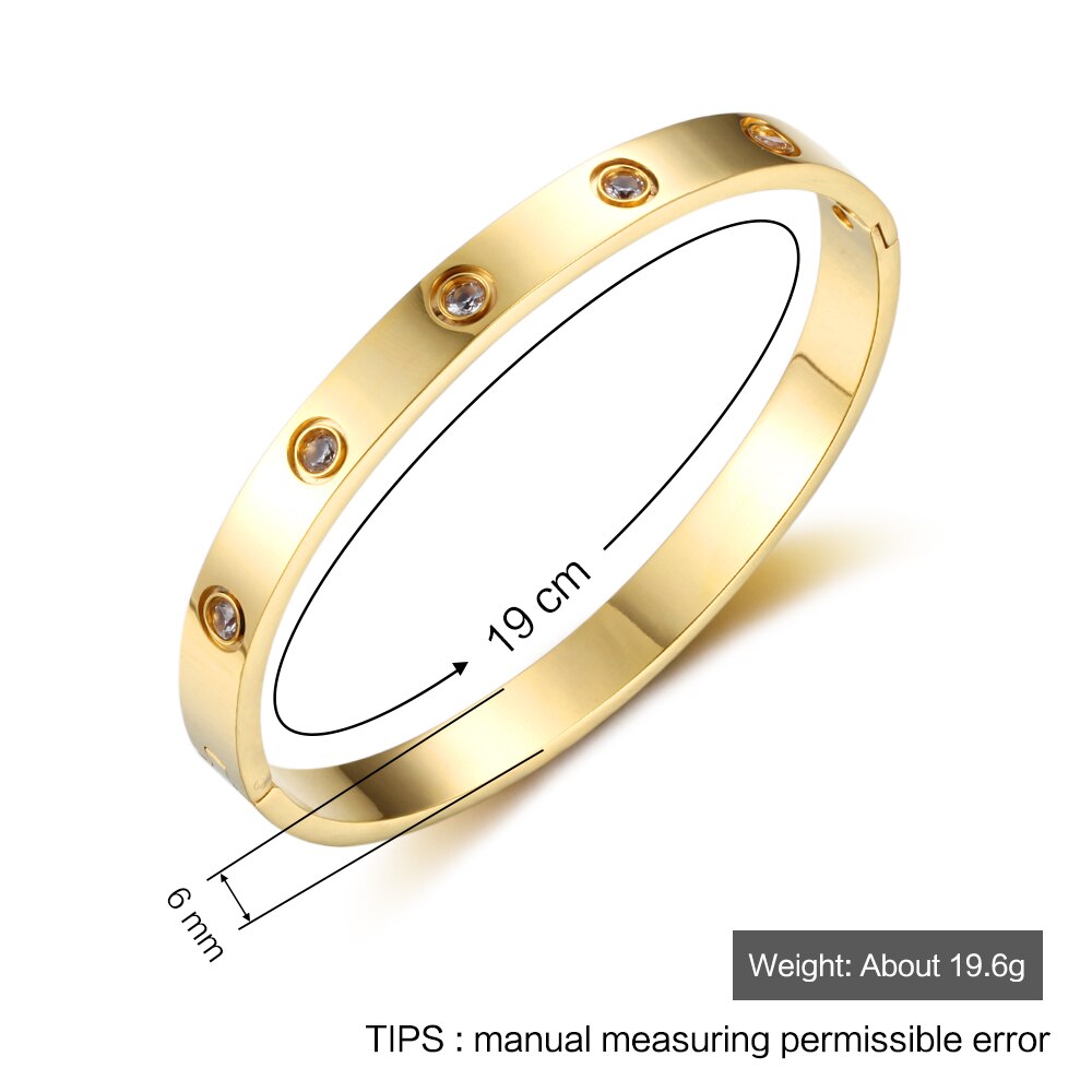 Pulseras de tornillo para amantes de las mujeres pulseras y brazaletes de acero inoxidable piedra de cristal 3 colores mujer joyería (BA101759)