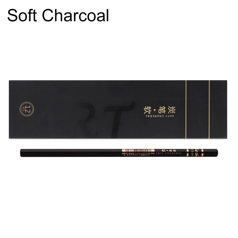 12Pcs Drawing pencil Sketch Write Drawing Soft Medium Hard Carbon Charcoal Pencil Art Supplies: Soft Charcoal