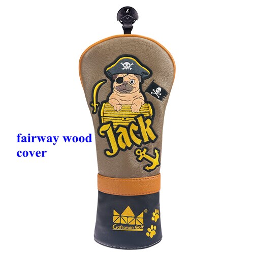 Handwerker Golf Holz Headcover für Fahrer Fahrrinne hybrid einstellen (1FH) Pingtype Hammer Platz Putter PU Leder Bulldogge Stickerei: F Pro FW(3457X)