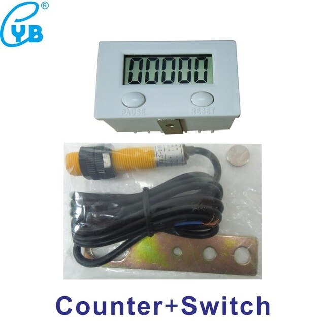 Yb5c lcd digital elektrisk tæller 5 cifret display akkumuleringstæller med magnetisk switch sensor punch maskintæller: Tæller og skift