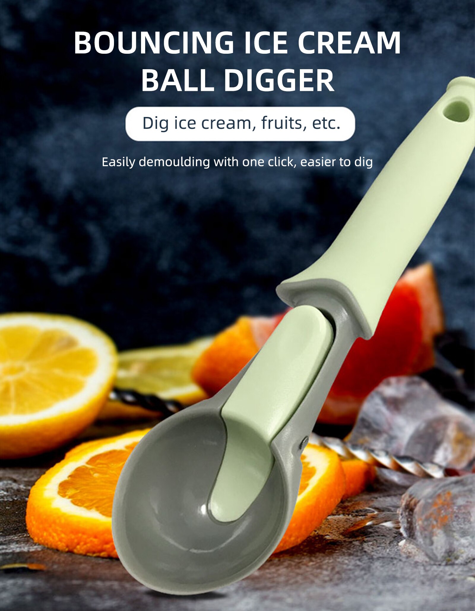 Ice Cream Spoon Fruit Watermelon Ball Ice Cream Spoon Cookies Dough Disher Spoon Handle Kitchen Accessories