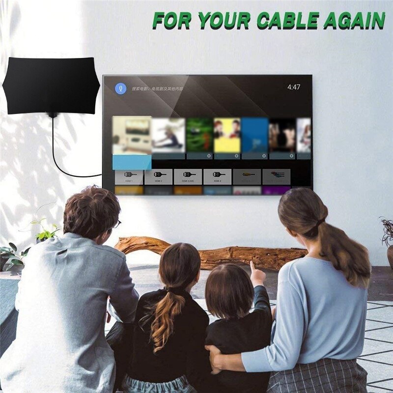 Tv-antenne versterkte hd digitale tv binnenantenne voor hdtv-kanalen bekijken met versterkt signaal