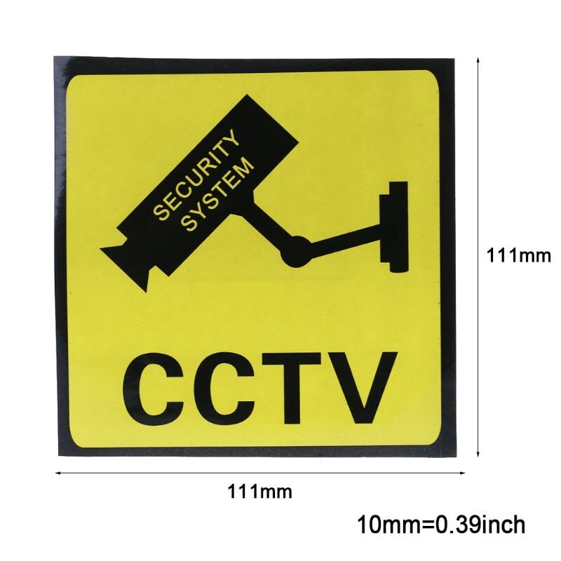 10 stk advarsel klistermærker cctv sikkerhedssystem selvklæbende sikkerhedsmærkat skilte mærkat 111mm vandtæt