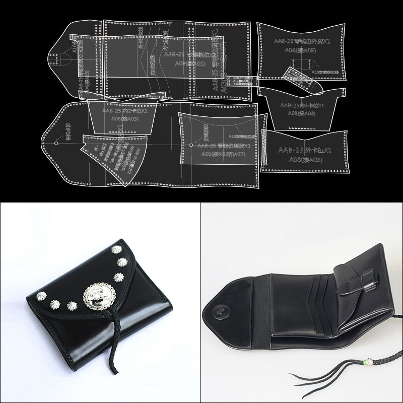 1 Set Clear Acryl Template Set Voor Leathercraft Leather Patroon Diy Portemonnee Tool