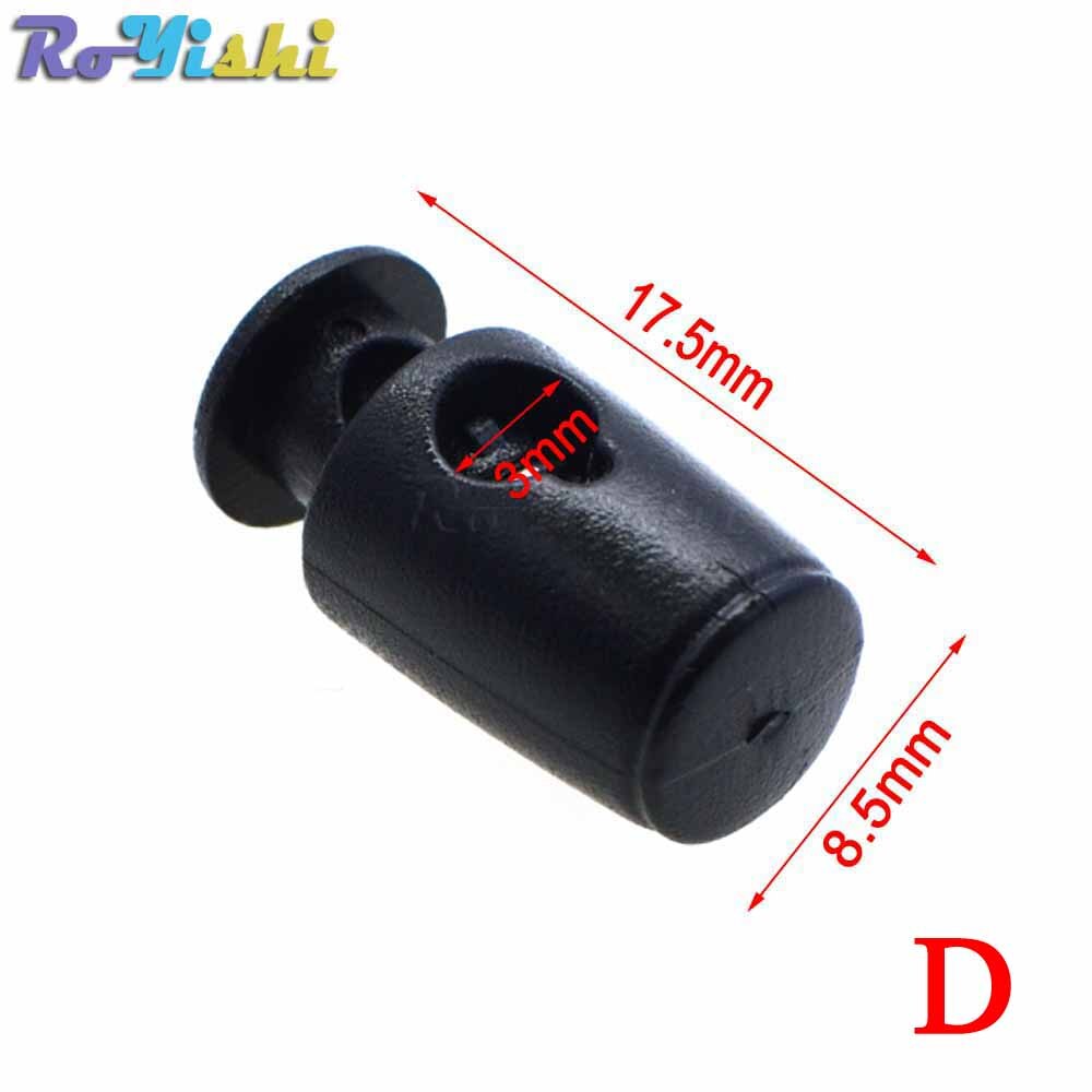 100 Stks/pak Cord Lock Toggle Clip Stopper Plastic Black Voor Tassen/Kleding: C0026-B1