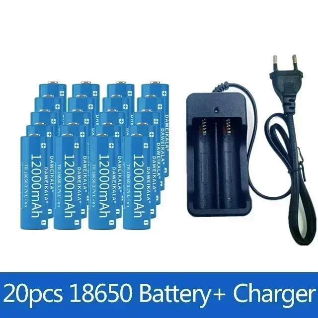 18650 Akku 3,7 V 12000 mAh wiederaufladbarer Li-Ionen-Akku für LED-Taschenlampe, Taschenlampe, Lithium-Akku-Ladegerät: Gold