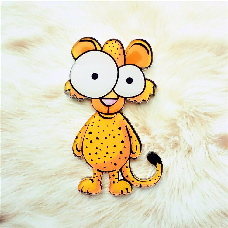 1Pcs Animal Cartoon Acryl Pin Leeuw Struisvogel Aap Icoon Broche Badge Voor Kids Party Rugzak Kleding decor: Black