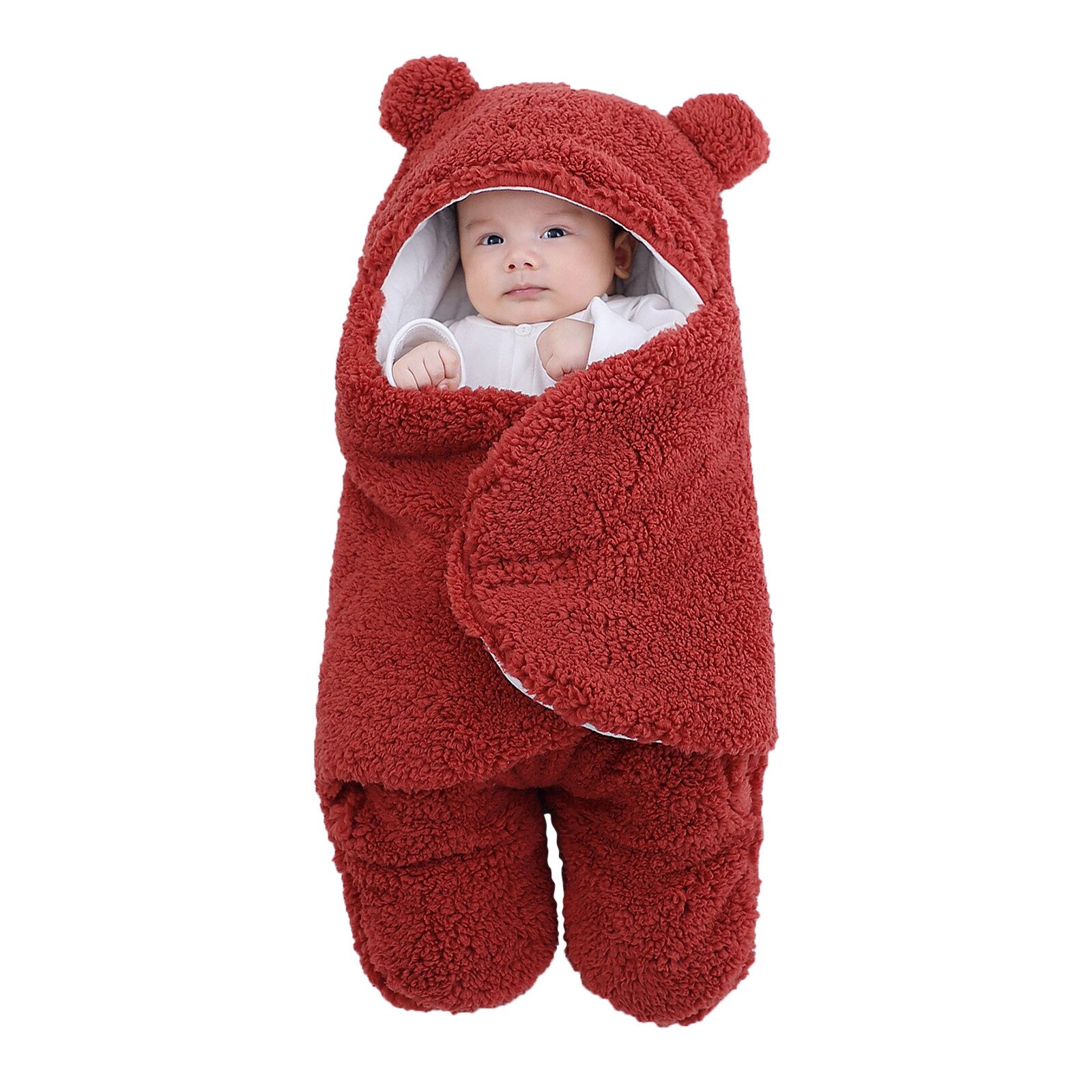 Bebê recém-nascido inverno quente sacos de dormir meninos meninas grosso velo quente cobertor de dormir calor veludo colcha split-perna saco de dormir: Vermelho / 3M