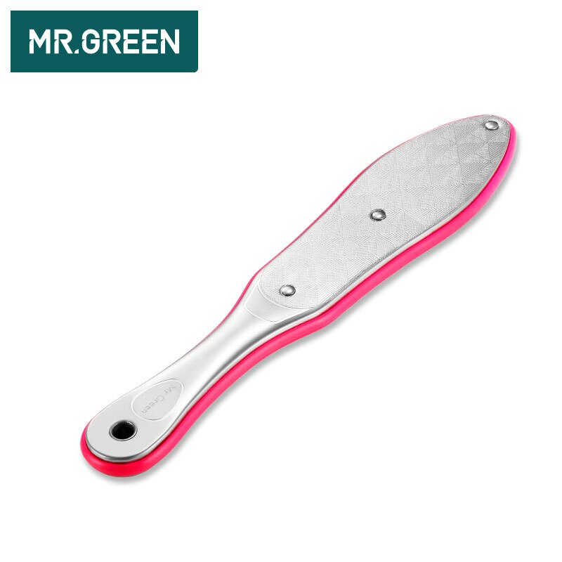 Mr.green 1 stk højkvalitets rustfrit stål fod rasp callus død hudfjerner fil eksfolierende pedicure fodfil fodplejeværktøj: Rød