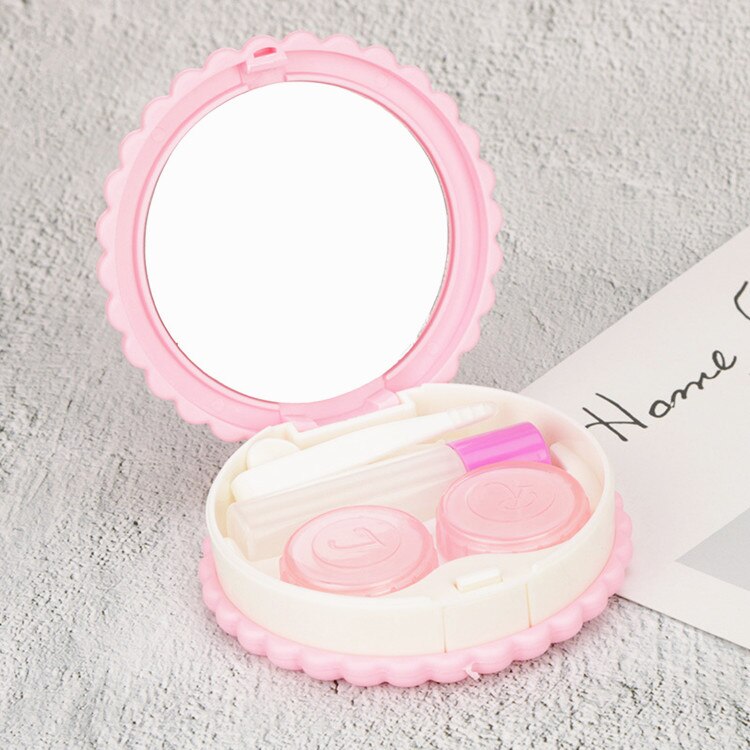 Cartoon Leuke Cookie Glazen Dubbele Contactlenzen Doos Contact Lens Case Voor Ogen Care Kit Houder Container 4 Kleuren