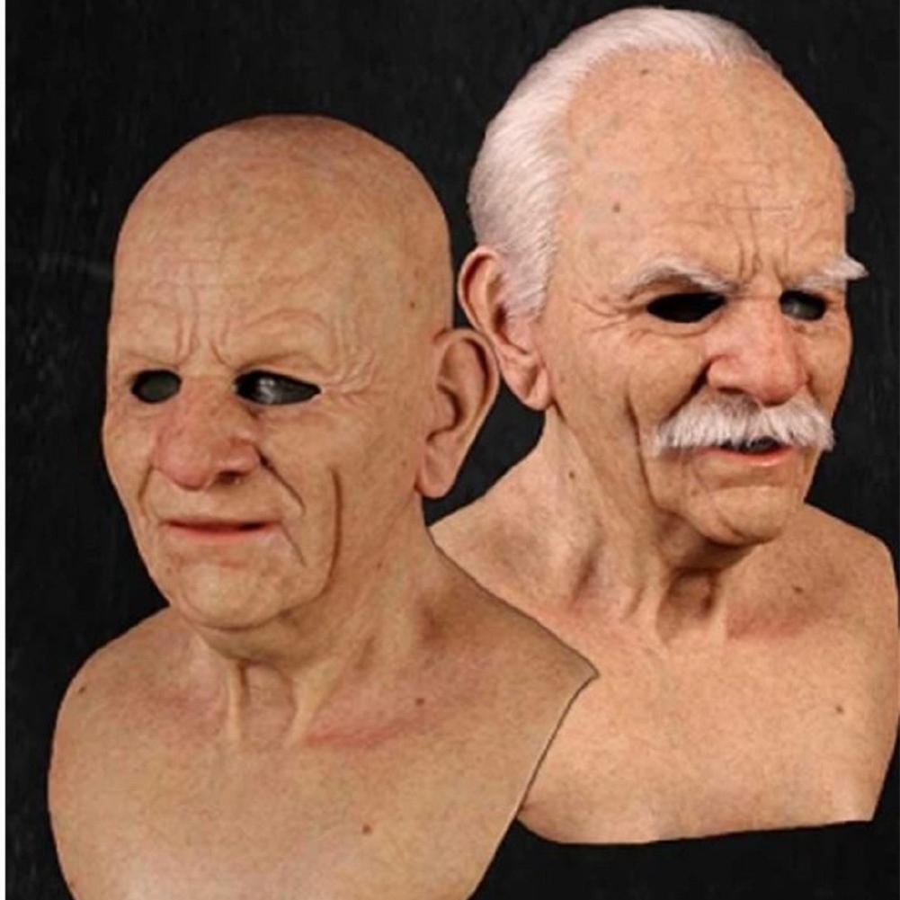 Kuulee Cosplay Bald Old Man Wrinkle Face Mask Hall Grandado