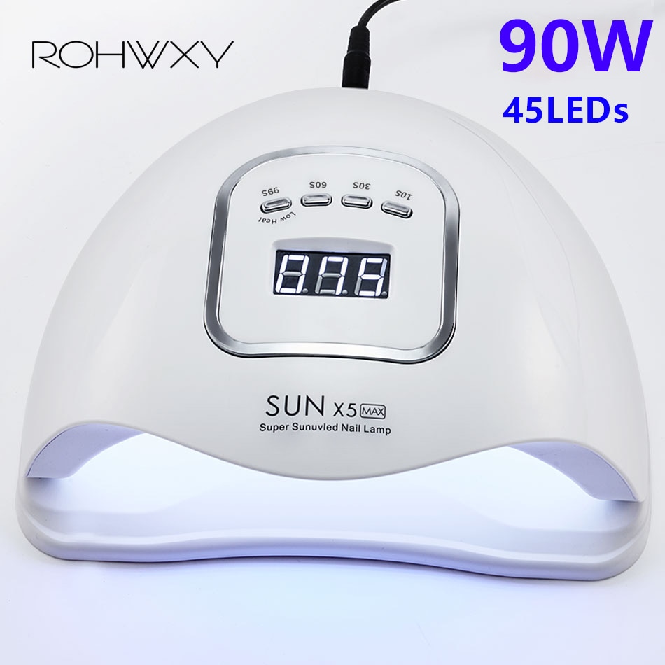 Rohwxy Nail Droger Machine Voor Curing Gel Polish Zon X5 Max Nail Lamp Voor Manicure 90 W Uv Led Nail ijs Lamp Voor Vernissen