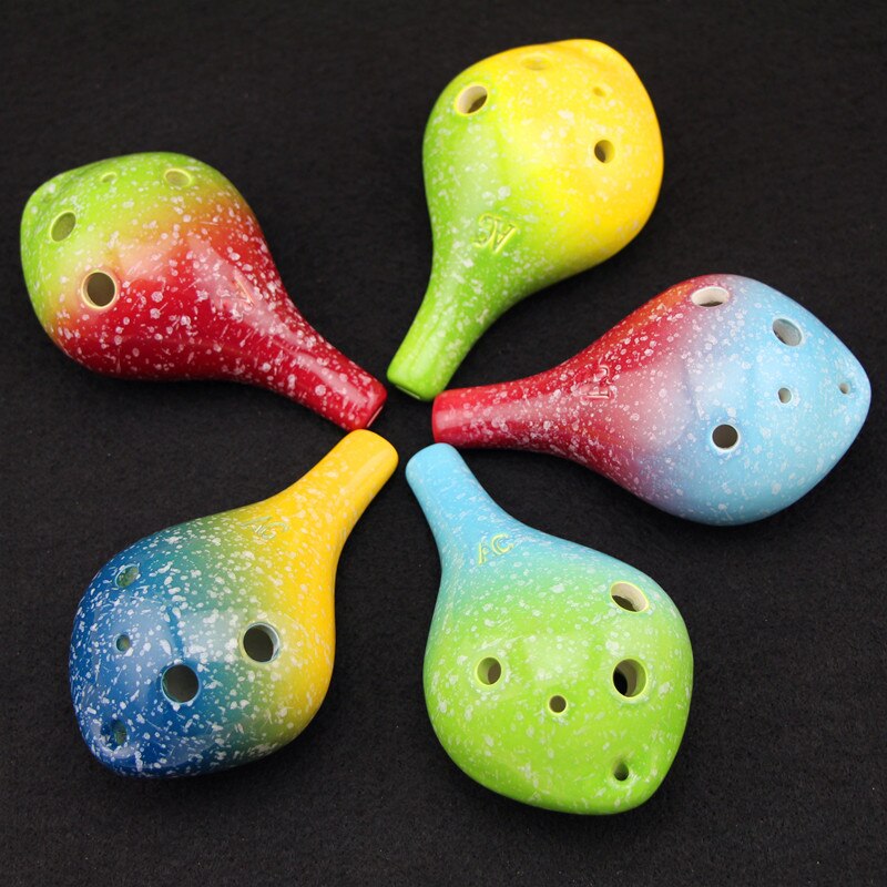 Serie de estrellas de Ocarina, 6 agujeros, 7 colores, cabeza redonda, Alto C, estilo de escritura a mano, instrumento Musical , para amantes