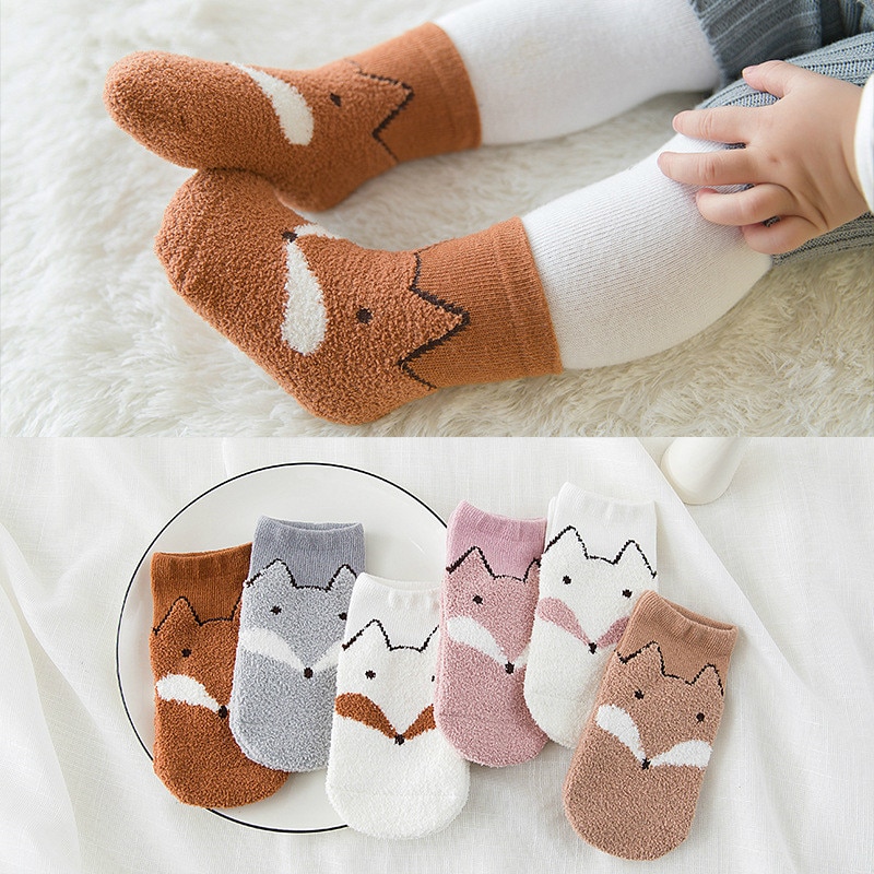 3 Pairs/lot Autumn Winter Children's Socks Feather Yarn Socks For Girls Boys Super Soft Warm Infant Baby Short Socks