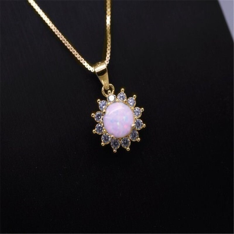 Exquisite luxury round white pendant necklace inlay glamour lady wedding jewelry