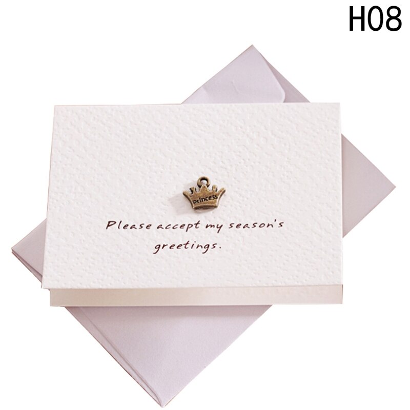 2pcs/set envelope small greeting card birthday card metal three-dimensional thank you card Stationery Set: 08