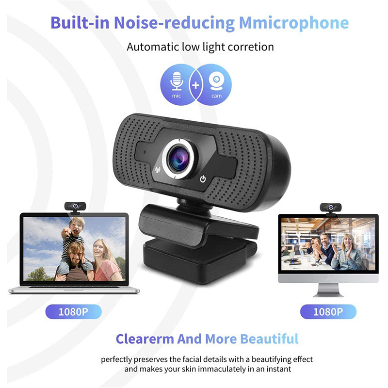 Webcam Full Hd 1080P, Webcam Usb integrata nel microfono supporto messa a fuoco manuale Plug and Play Web Camera con treppiede Pc
