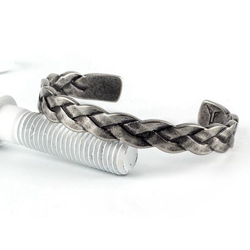 Legering Vintage Armbanden Armbanden Metalen Kruis Gevlochten Open Manchet Bangle Voor Mannen: Dark silver