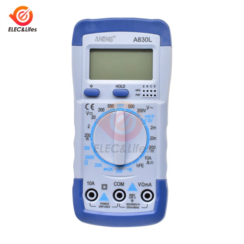 A830L Lcd Digitale Multimeter Ac/Dc Spanning Diode Freguency Multitester Huidige Tester Volt Monitor Voltmeter Ampèremeter Meter Gauge: Blue White