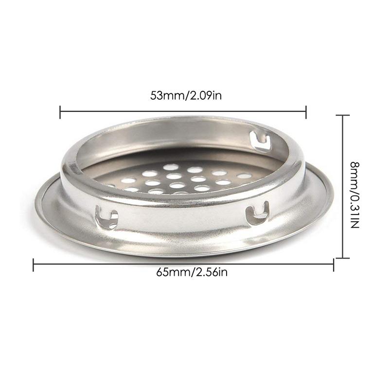 10 stk / sett skap rustfritt stål ventilasjon rund ventilasjonsgitter ventilasjonshull til skap kjøkkenbad: 10 stk 53mm