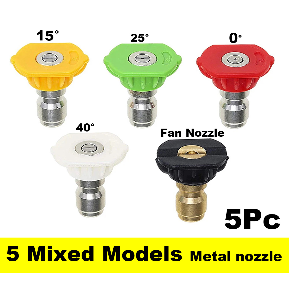 Boquilla de pulverización para lavadora de alta presión, conexión rápida de 1/4 ", 0 15 25 40 65 grados, punta para boquilla de jabón de riego, limpieza de jardín, 1 Uds.: Morado