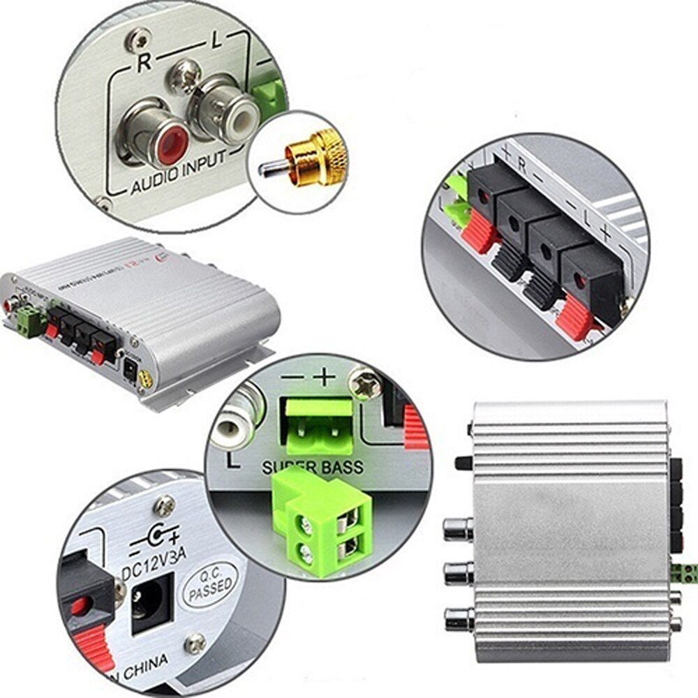 mini macchina amplificatore per altoparlanti a 3 canali stereo mega basso Collegare con telefono PC lettore DVD MP3 MP4 Subwoofer portatile macchina messa in piega