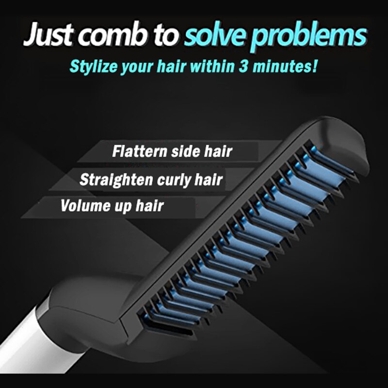 Quick Beard Straightener Comb Multifunctional Hair Curler Straightening Permed Clip Comb Styler Electric Hair Tool for Men