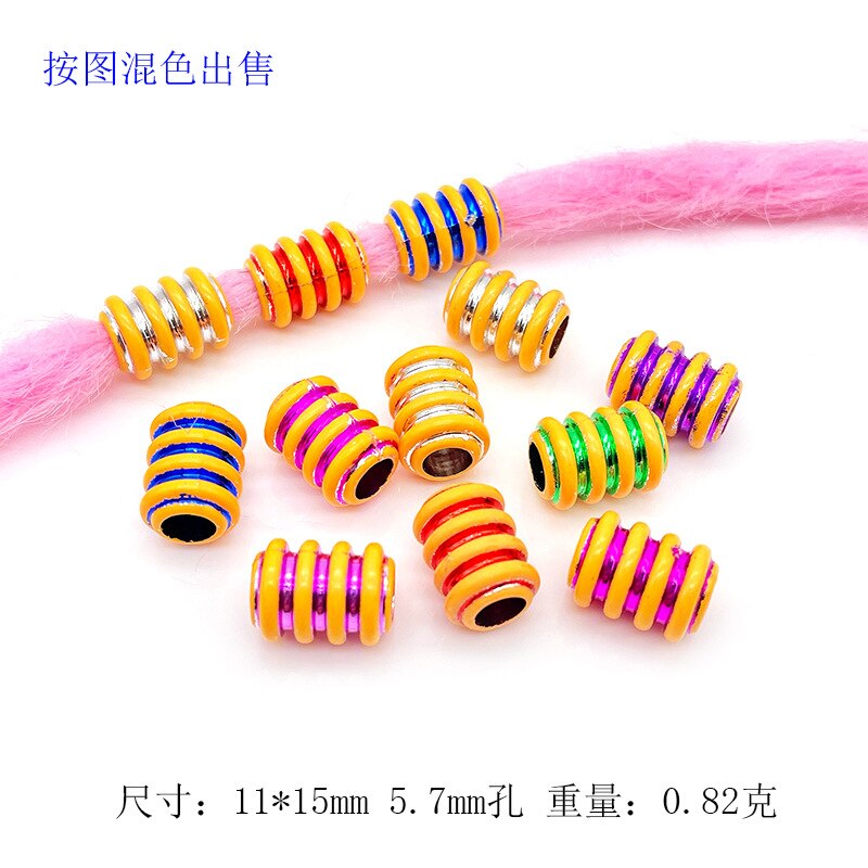 20 Stks/zak 14 Stijl Kleurrijke Big Hole Vintage Geschilderd Plastic Kralen Afrikaanse Haar Ringen Reggae Gevlochten Dreadlock Accessoires: L585-8