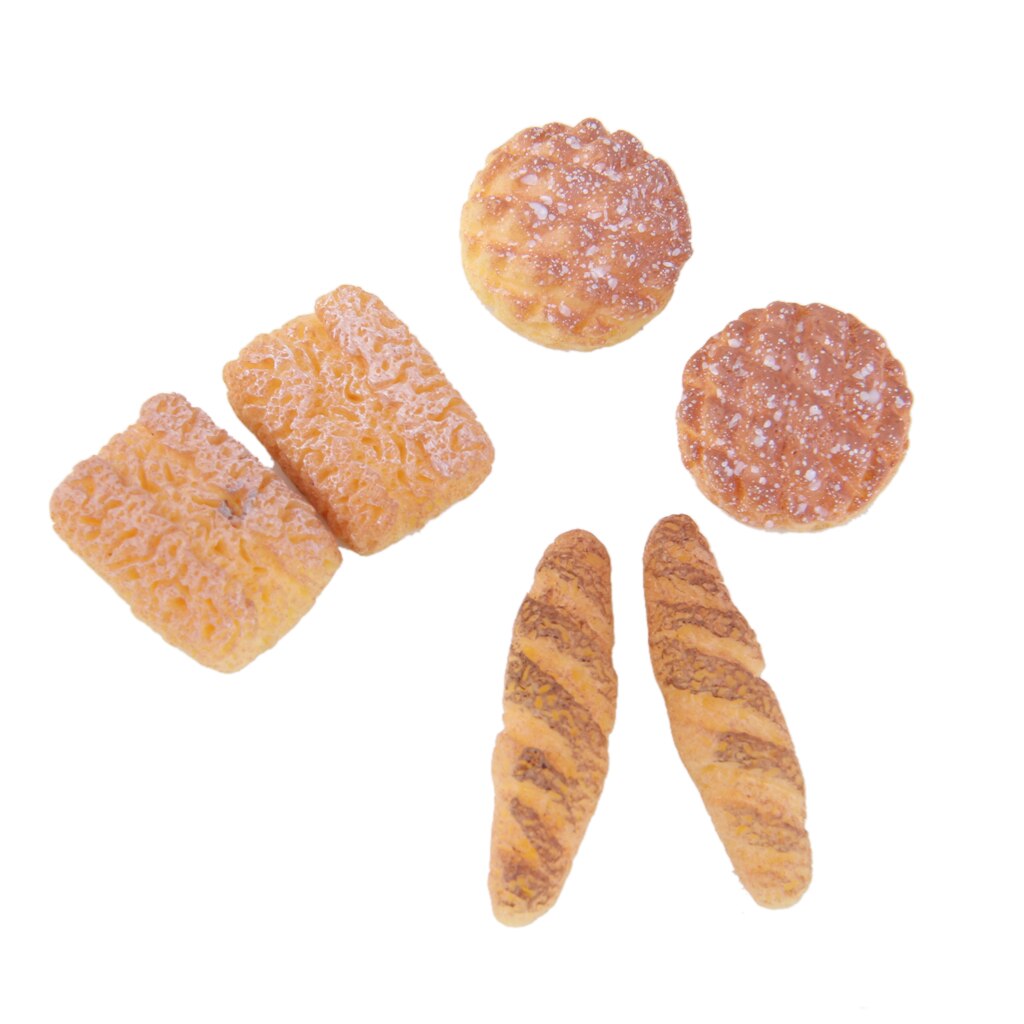 6pcs 1/12 Miniature Bread Toast for Dolls House Kitchen Food Bakery Pastry Accessories