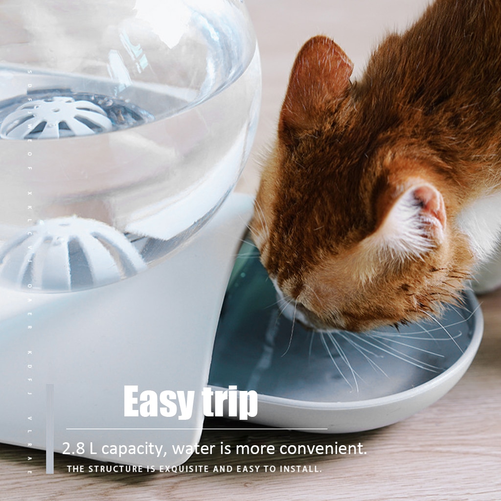 2.8L Bubble Automatic Cat Water Fountain For Pets Cats Dogs Water Dispenser Large Drinking Bowl Cat Drink No Electricity